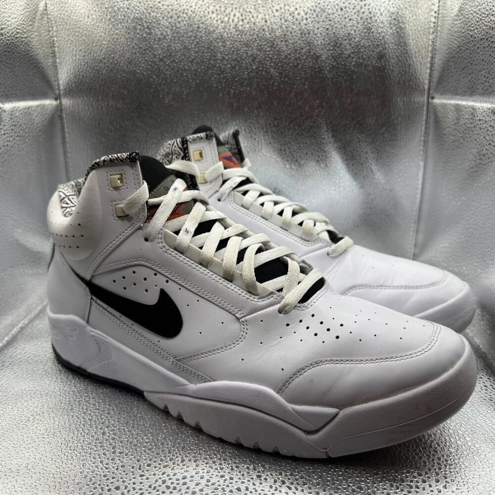Size 12 Nike Air Flight Lite II Mid White Black Mens Athletic Shoes DJ2518-100